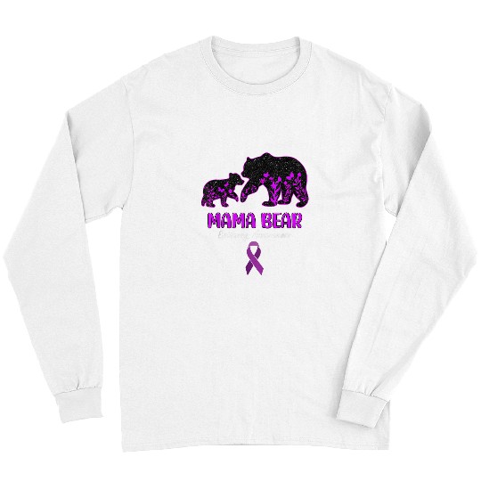 Mama Bear Baby Purple Ribbon Fighter Mom Epilepsy Awareness Long Sleeves