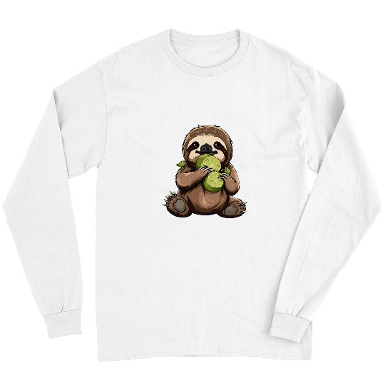 Sloth Pet Lime Sloth Artwork Nature Drawing Sloth Lover Lime Fruit Long Sleeves