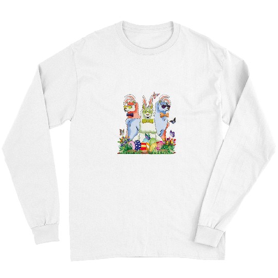 Easter Bunny Womens Easter Llama Egg Hunt Outfit Girls Teen Long Sleeves