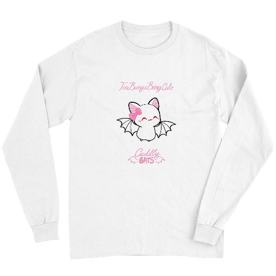 Cute albino bat flying designed by Cuddly Bats comics Long Sleeves