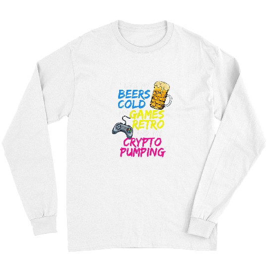 Beer Fun Retro Gamer Gaming Geek Altcoin Crypto Investor Long Sleeves