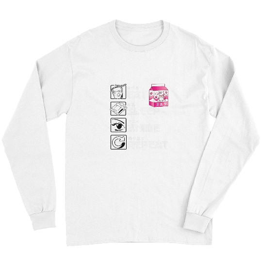 Turtle Pet eat sleep anime repeat milk shake turtle japanese kawaii Long Sleeves