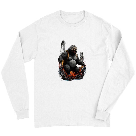 Sloth Pet Slothzilla Monster Movie Parody Anime Sloth Graphic Funny Long Sleeves