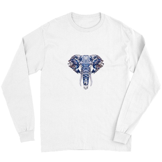 Elephant Pet Polygon Animal Face Art Graphic Elephant Long Sleeves