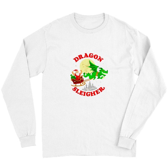 Dragon Pet Sleigher Cute Funny Santa Dragon Fantasy Christmas Long Sleeves