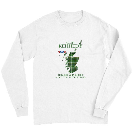 Lion Pet Clan Kennedy tartan Scotland maps Saltire Lion Rampant Long Sleeves