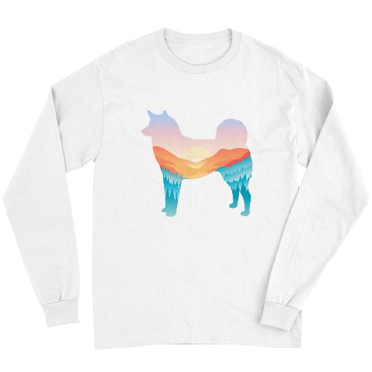 Finnish Spitz Nature Hiking Dog Sunrise Adventure Long Sleeves