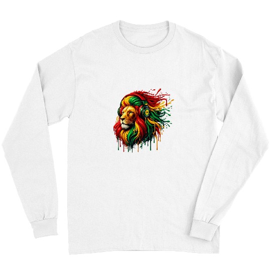 Lion Pet Rasta Reggae Music Headphones Jamaican Lion Of Judah 1 Long Sleeves