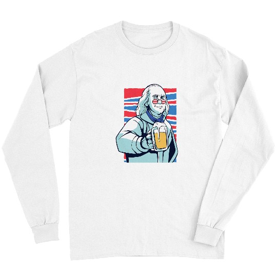 Beer Fun USA president Ben Franklin having a beer Fun Long Sleeves