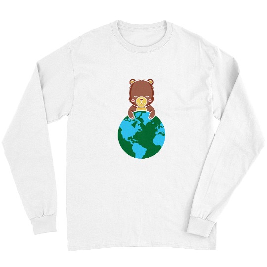 Bear Pet Cute Bear Protect Animals Earth Day Long Sleeves