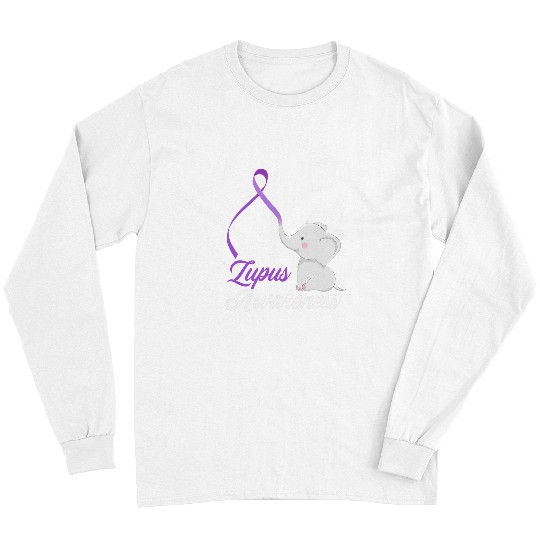 Elephant Pet Purple Ribbon Lupus Warrior Cute Lupus Awareness Long Sleeves