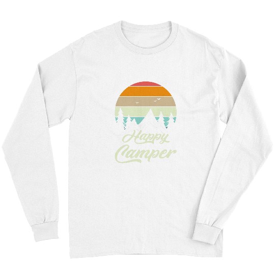 Happy Camper Exploring US Hiking Outdoor National Parks Long Sleeves