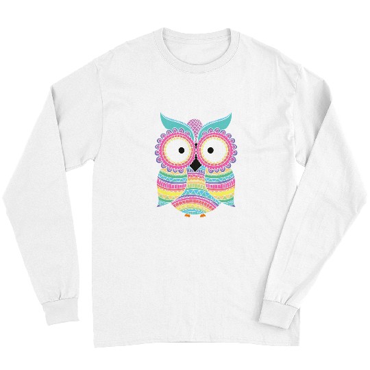 Discover Owl Pet Love Owls Colorful Drawing Mosaic Style Long Sleeves