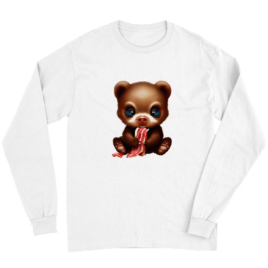 Bear Pet Cute Bear Eating Bacon Bear loves Crispy Bacon Long Sleeves