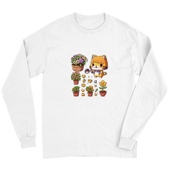 Flower Cat Girl Gardening Kitten Gardener Garden Maid Plant 3 Long Sleeves