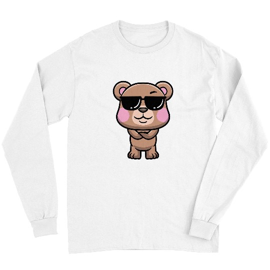 Bear Pet Brown Bear Kawaii Grizzly Emoticon With Sunglasses Kids Long Sleeves