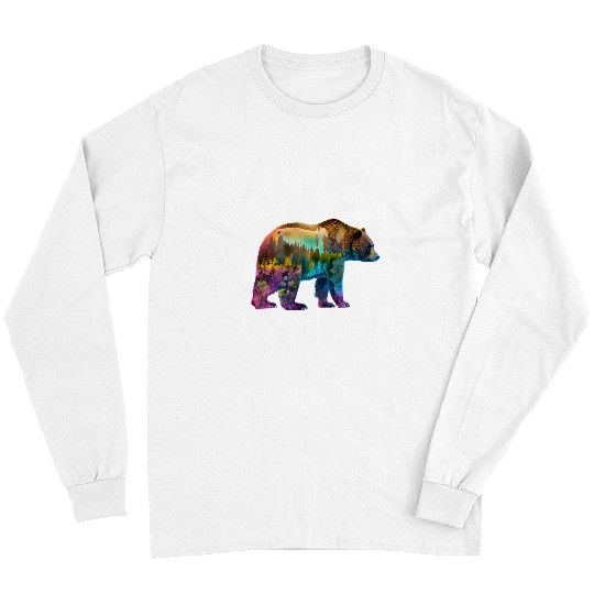 Bear Pet Grizzly Bear With Forest And Nature Silhouettes Long Sleeves