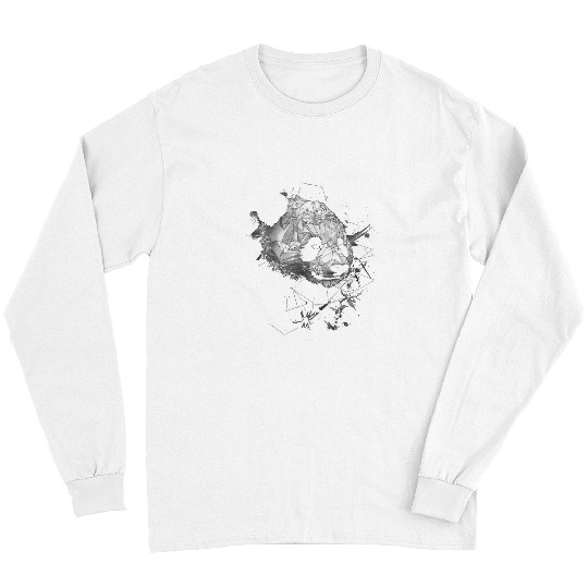 Panda Pet Artwork Geometric Animal Motif Panda Long Sleeves