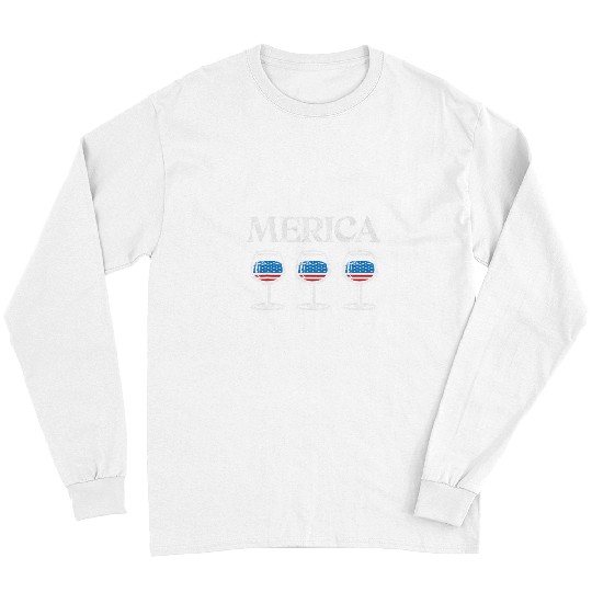 Wines Fun American Flag 4th Of July Merica Wines Glasses Drinking Long Sleeves