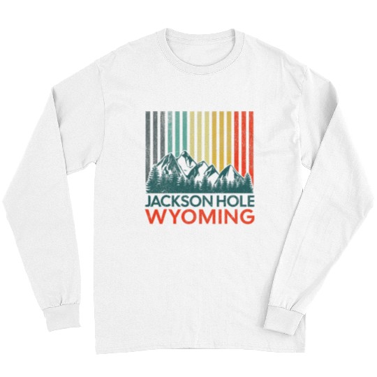 Jackson Hole Wyoming Nature Hiking Outdoors Retro Long Sleeves