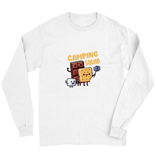 Family Camping Squad Funny Chocolate Marshmallow Smores Long Sleeves