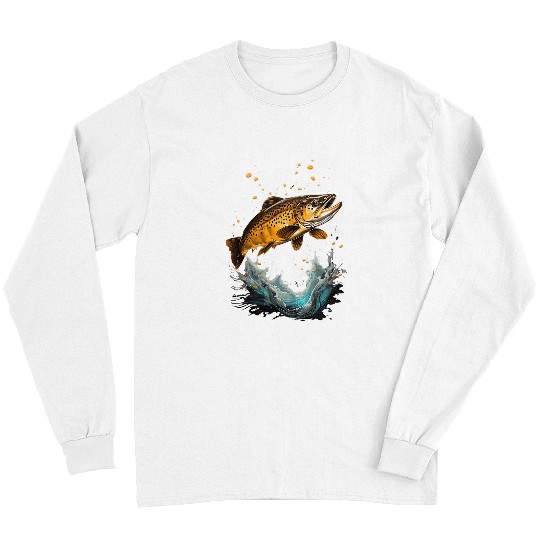 Fisherman Fly Fishing Brown Trout Fish Long Sleeves