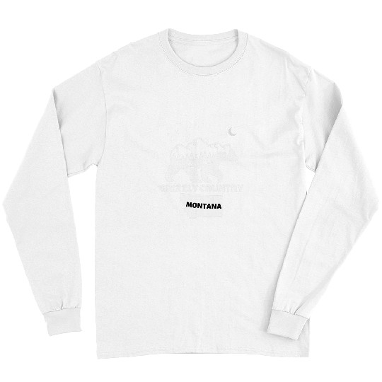 Bear Pet Grizzly Country Montana Grizzly Bear With Deer and Mountains Long Sleeves