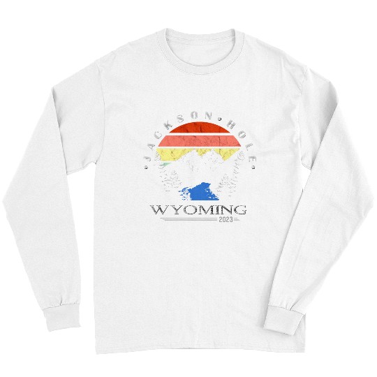 Jackson Hole Wyoming Mountains Retro Sunset Long Sleeves