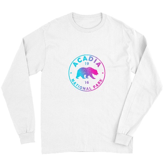 Bear Pet Retro Acadia National Park Colorful Tie Dye Bear Boys Girls Long Sleeves
