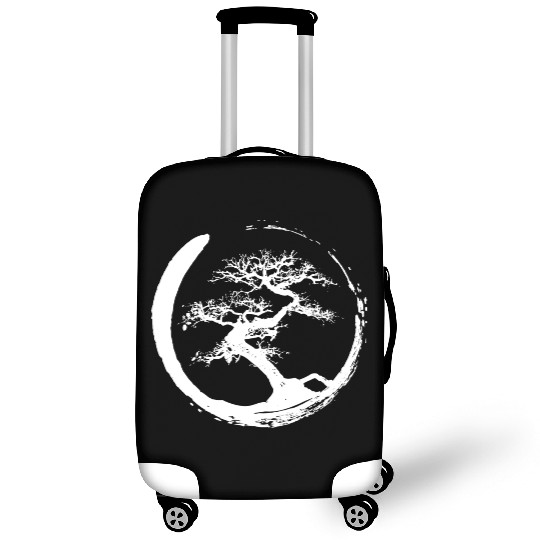 Zen Bonsai Tree in Enso Circle (white) Luggage Covers