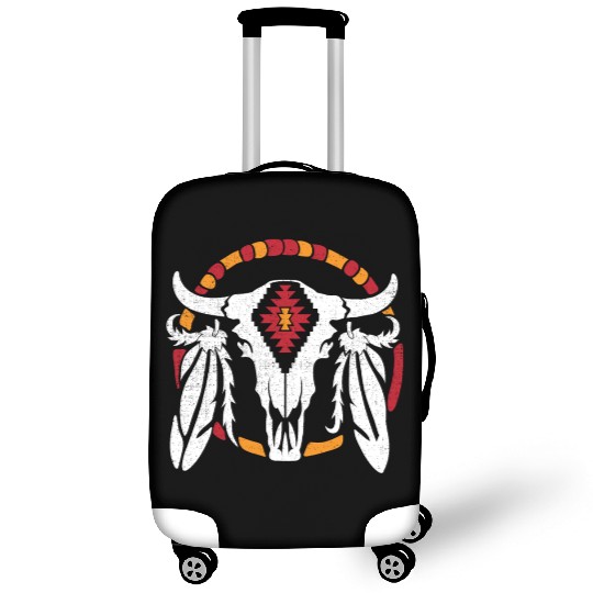 Aztec Pattern Cow Skull Cowboy Indian Mexican Luggage Covers