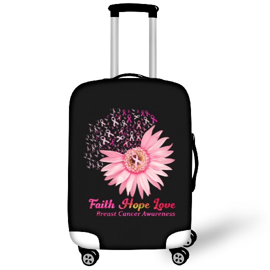 Faith Hope Love Breast Cancer Awareness Flower Pin Luggage Covers