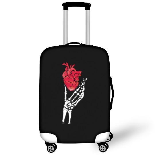 Skeleton hand and red heart Luggage Covers
