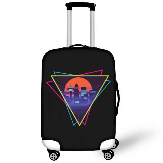 future city synthwave Luggage Covers