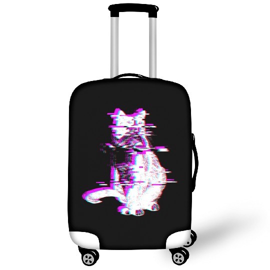 Vaporwave Synthwave Glitch Cat Feline Kitty Luggage Covers