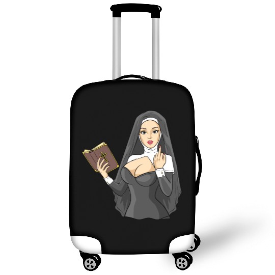 Sexy nun techno middle finger stinky finger sin Luggage Covers