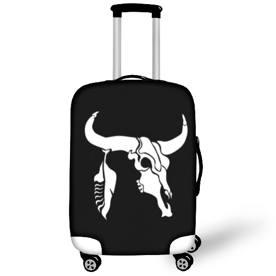 Tribal White Longhorn Bull Skull w White Feather Luggage Covers