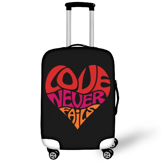 Love Never Fails, Heart, Christian, Bible Verse Luggage Covers