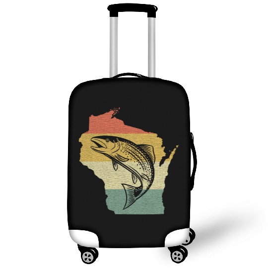 Vintage Retro Sunset Wisconsin Fishing Luggage Covers
