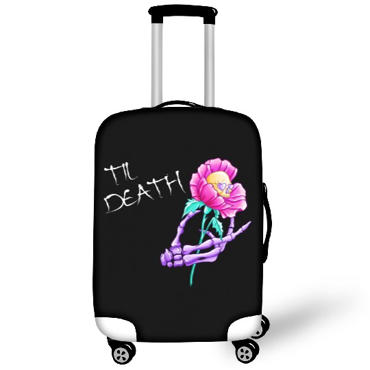 Til Death Valentine Skeleton Hand Skull Flower Luggage Covers