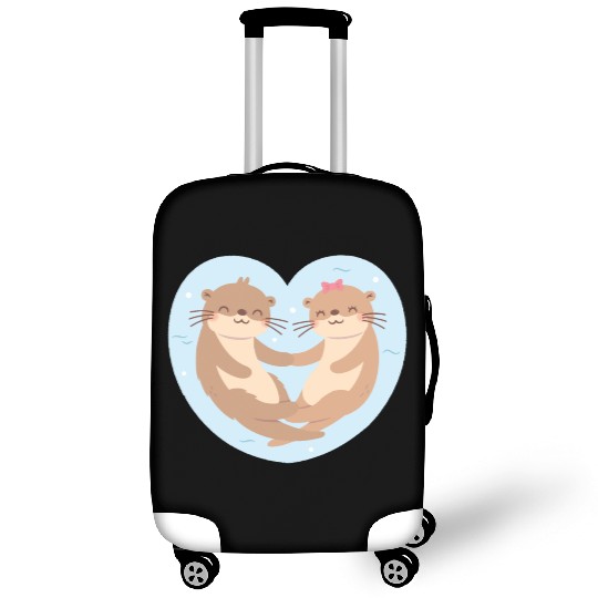 Otter Couple In Love Blue Heart Luggage Covers