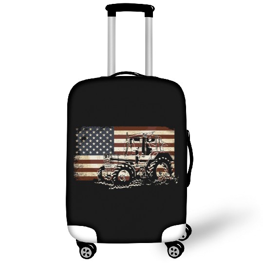 Farm Tractor Usa Flag Patriotic Vintage Farmer Far Luggage Covers