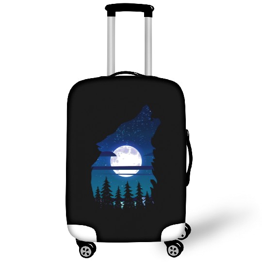Howling wolf full moon forest howling wild Luggage Covers