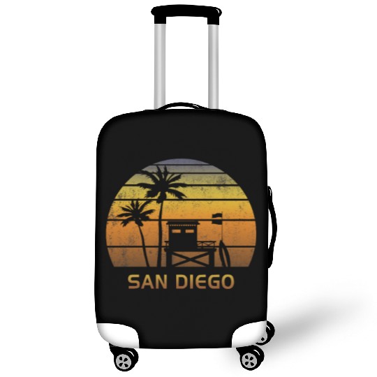 Retro San Diego California Sunset Surfing Palm Luggage Covers