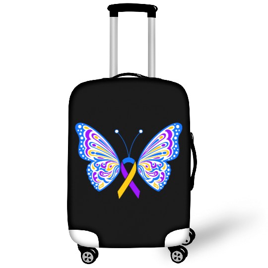 Bladder Cancer Purple Yellow Blue Ribbon Butterfly Luggage Covers