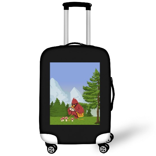 Cardinal Bird Foraging Collecting Mushrooms Luggage Covers