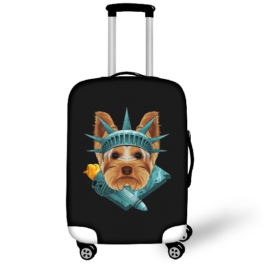Statue Of Liberty Yorkshire Terrier 4th Of July US Luggage Covers