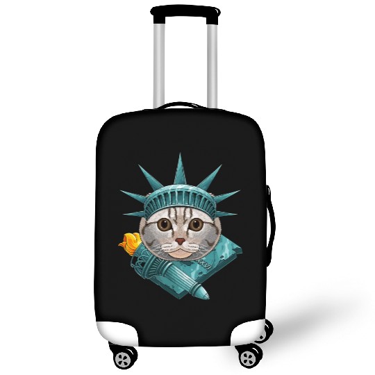 Statue Of Liberty Scottish Fold 4th Of July Cat US Luggage Covers