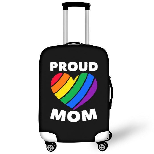 Proud Mom Colorful Heart LGBTQ Rainbow Flag Luggage Covers