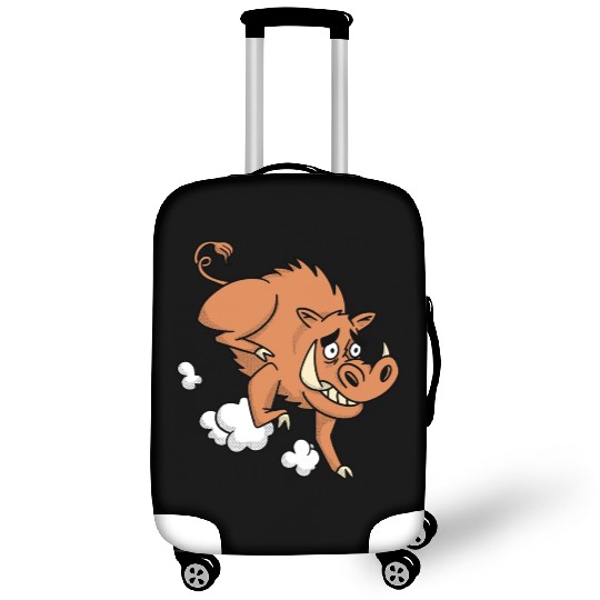 Wild boar animal cartoon running Luggage Covers